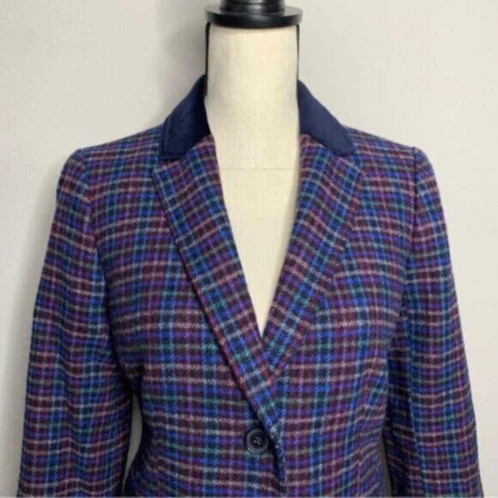 NWT Talbots Mistletoe Plaid Shetland Wool Single Breasted Blazer - Picture 9 of 17
